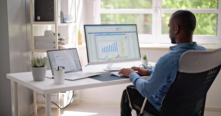 Poster - Data Analyst African Man Using Spreadsheet