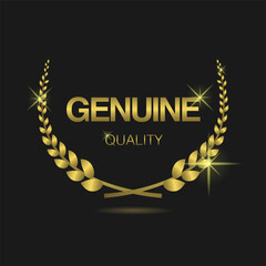 Wall Mural - genuine quality golden laurel wreath vector label