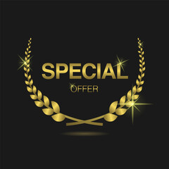 Wall Mural - special offer golden laurel wreath vector label