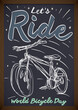 Bike Drawing on Blackboard to Celebrate World Bicycle Day, Vector Illustration