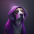 Abstract art of beagle designed custom with hip hop or rapper styles isolated neon line background. Theme of cool dog collected fashion in gangster profile. Glorious generative AI.