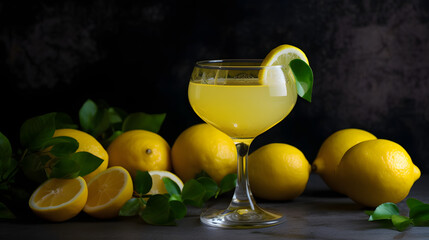 Wall Mural - Concept of fresh summer drink - Limoncello cocktail