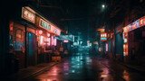 Fototapeta Londyn - Photography of streets with neon lights. IA generative.