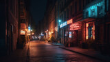 Fototapeta Uliczki - Photography of streets with neon lights. IA generative.