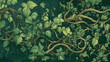 A whimsical illustration of green vines twisting and turning into intricate shapes Generative AI