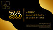 36 year anniversary logo design with a double line concept in gold color, logo vector template illustration