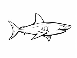 Wall Mural - A Simple Line Drawing of a Shark | Generative AI