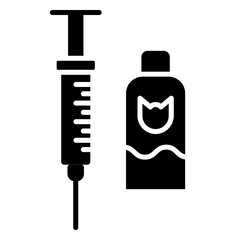 Poster - animal injections icon. Solid icon