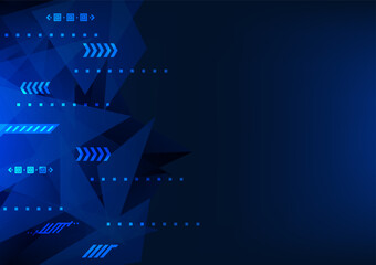 Poster - Technology abstract background concept of transmitting data over the Internet is overlapping data and using transmission speed. stacked triangle shapes Emphasize the use of dark blue tones.