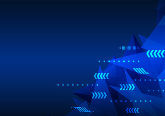 Poster - Technology abstract background concept of transmitting data over the Internet is overlapping data and using transmission speed. stacked triangle shapes Emphasize the use of dark blue tones.