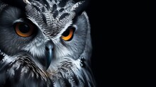 An Image Of Owl With Black Illustration For Background Presentation Template. Ai Generative 