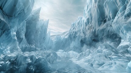 Wall Mural - Unforgiving chilly surface of ice sheet. Creative resource, AI Generated