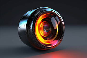 Aufkleber -  A product shot of a brand new camera lens, highlighting its key features and specifications, enticing photographers and enthusiasts.  Generative AI technology.