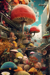 Poster - A mixed media art digital collage that combines digital drawings, photographs, and graphic design elements to create visually dynamic Generative AI technology.