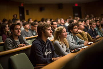 crowded university lecture hall
