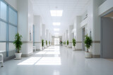Fototapeta  - warm and cozy hospital corridor, interior of modern hospital, no people background, Generative AI