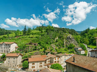 Wall Mural - View of the rocky hill above the Doizieux, in Pilat natural park, Loire, France