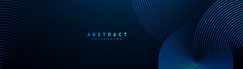 Fototapete - Abstract blue digital circle water drops wave on dark background. Futuristic hi-technology concept. Vector illustration