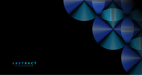 Fototapete - Abstract blue digital geometric circle lines on dark background. Futuristic hi-technology concept. Vector illustration