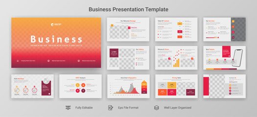 Wall Mural - Creative business powerpoint presentation slides template design set