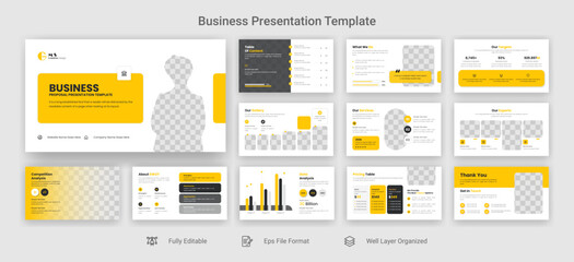 Wall Mural - Creative business powerpoint presentation slides template design set