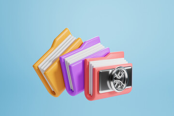 Poster - multicolored folders with safe vault handle