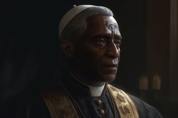 Black pope vatican portrait. Generate AI