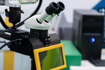 Leinwandbilder - Optic machine for precise measurement of part size and quality evaluation. Smart factory.	