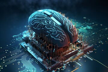 Poster - System network brain processor. Generate Ai