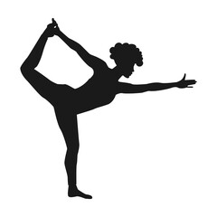 Wall Mural - Black silhouette of  woman yoga isolated on transparent background