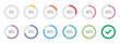 Circle loading and circle progress collection. Set of circle percentage diagrams for infographics, 0 10 20 30 40 50 60 70 80 90 100 percent. Infographic colorful circles.