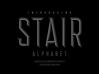 Fototapete - Chisel style alphabet design with uppercase, number and symbols