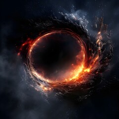 Wall Mural - a massive black hole surrounded by a bright, swirling disk of gas and dust. the inky blackness of th