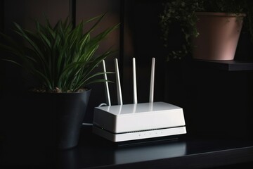 Poster - White wifi router. Generate Ai