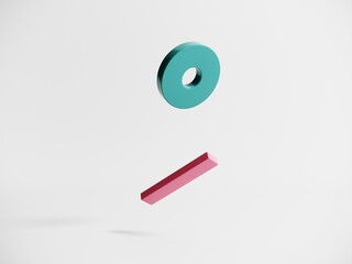 Poster - Abstract objects, shapes, elements on isolated white background - 3d render. Geometric icon, sign for web design. Podium, display with arches for product advertising. motion graphics in bright colors.