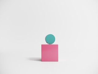 Poster - Abstract objects, shapes, elements on isolated white background - 3d render. Geometric icon, sign for web design. Podium, display with arches for product advertising. motion graphics in bright colors.