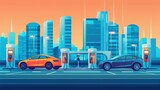 Fototapeta  - Electric Vehicles: An image illustrating electric vehicles, showcasing electric cars, charging stations, and the transition to sustainable transportation. Generative AI