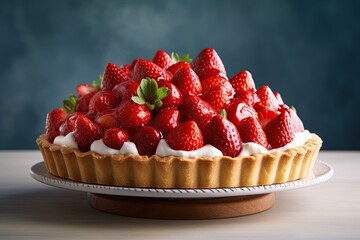 Isolated close-up dood preparation shot of  a tasty strawberry pie