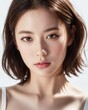 © Chris - Portrait of beautiful japanese women with white background by generative AI