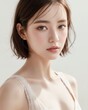 © Chris - Portrait of beautiful japanese women with white background by generative AI