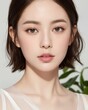 © Chris - Portrait of beautiful japanese women with white background by generative AI