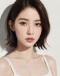 © Chris - Portrait of beautiful japanese women with white background by generative AI