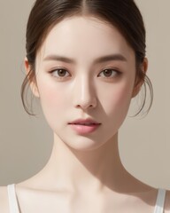 portrait of beautiful japanese women with white background by generative ai