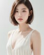 © Chris - Portrait of beautiful japanese women with white background by generative AI
