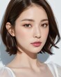 © Chris - Portrait of beautiful japanese women with white background by generative AI