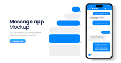 Aufkleber - Message smartphone template. Mobile chatting sms app template bubbles. Message bubbles chat on smartphone icons. Phone chatting sms template bubbles. Isolated smartphone