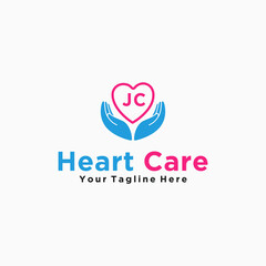 JC initials hand care icon business template logo vector