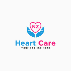 NZ initials hand care icon business template logo vector