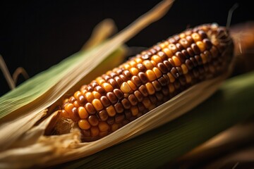 Wall Mural - golden cobs of corn close-up. Generative AI