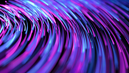 Poster - Blue and Purple whirling line neon light, technology background